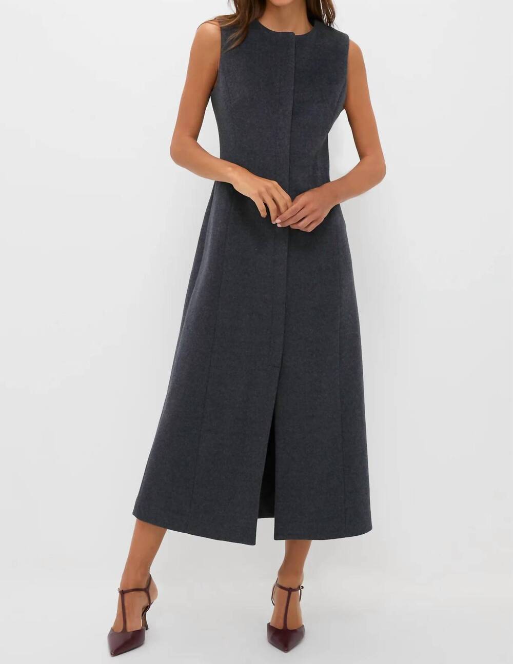 NEW TUCKERNUCK wool rhoda midi dress in gray